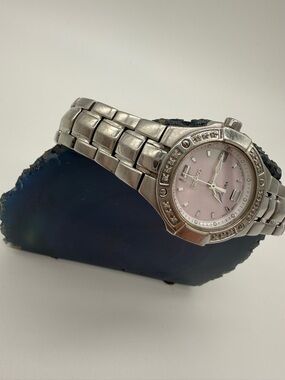 Seiko Womens Watch 7N82-0CG0 Pink Dial Crystal Bezel Sapphire